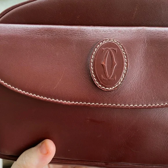 AUTHENTIC Cartier Burgundy CROSSBODY BAG With WALLET - Picture 8 of 16
